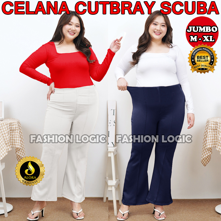 Celana Cutbray Wanita Jumbo - Celana Cutbray Wanita Scuba Tebal