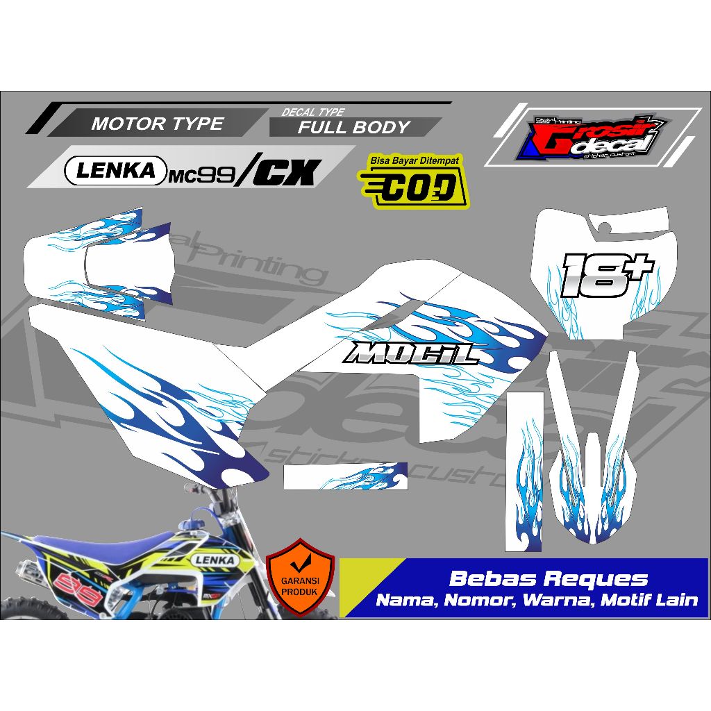Sticker Stiker Striping Mini Trail Trail Mini LENKA MC99 50cc / CX 50cc Full Body Free Custom