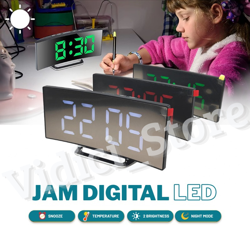 Jam Meja Digital Led Weker / Jam Meja DIgital Mirror Lekung