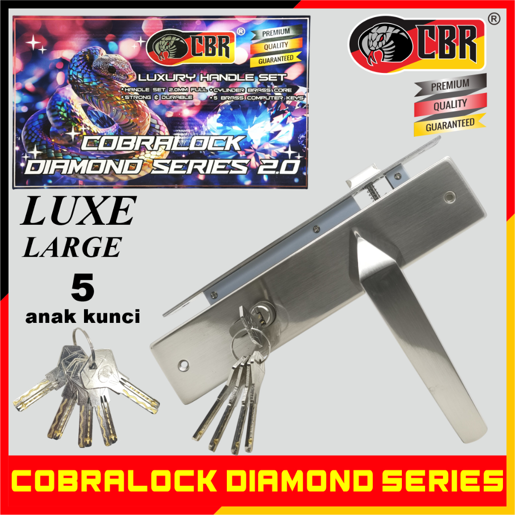 CBR COBRALOCK DIAMOND SERIES Handle Pintu / Kunci Pintu Rumah Diamond Series Tebal 2.0mm Luxe Large 