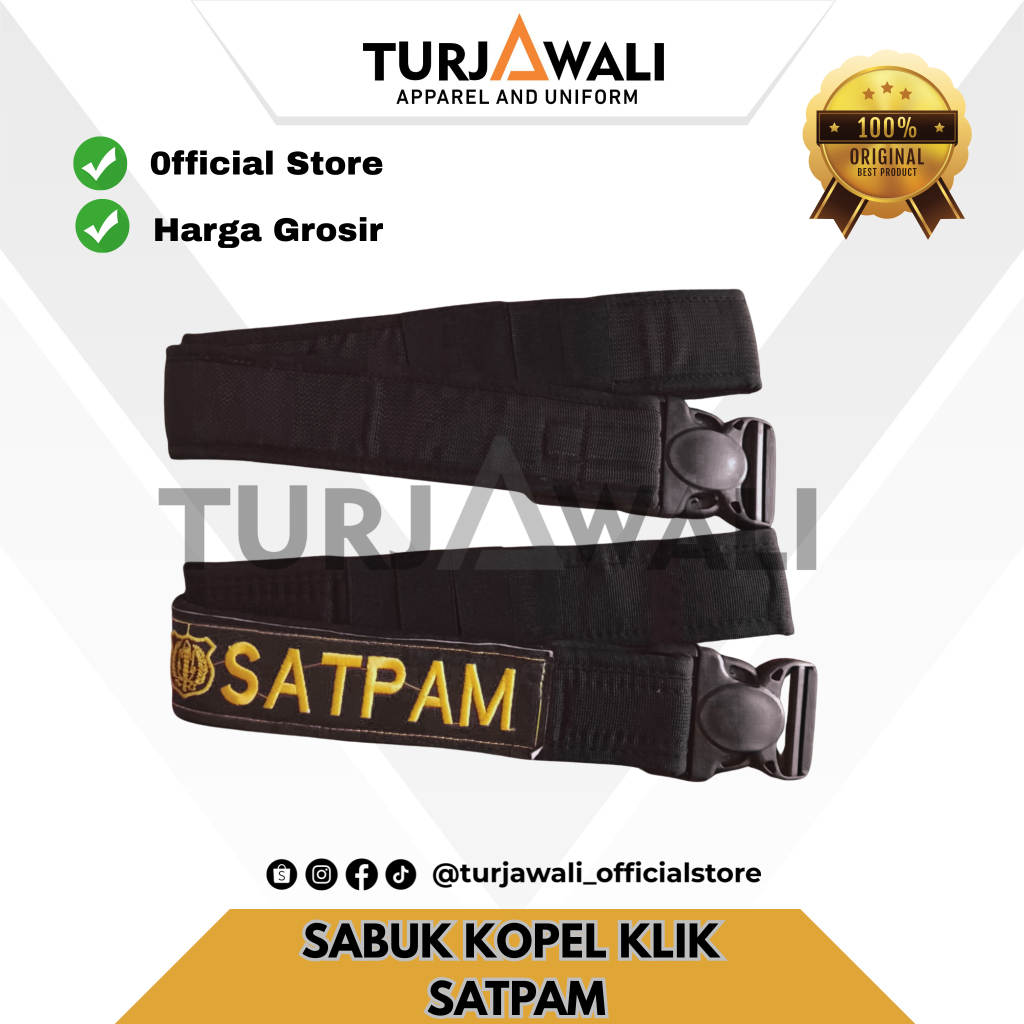 Sabuk Kopel Klik Satpam Security Hitam – Ikat Pinggang Seragam Security