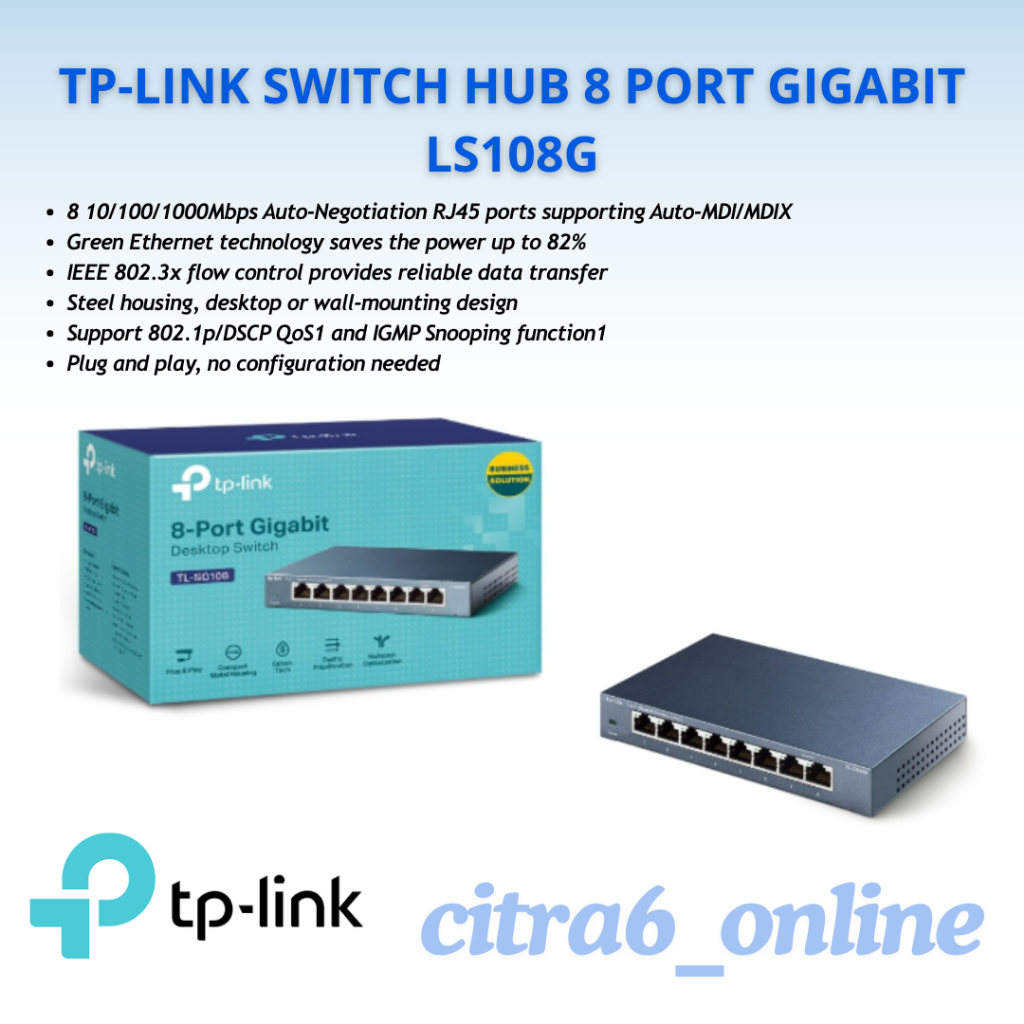 TPLINK 8 Port Gigabit Desktop Switch - TL SG108