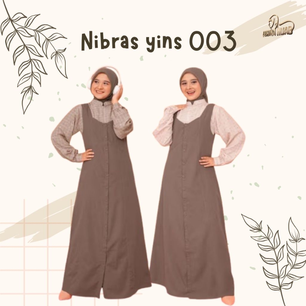 NIBRAS YINS 003 / GAMIS REMAJA / GAMIS DEWASA / COKLAT / BROWN /  OVERALL / INNER
