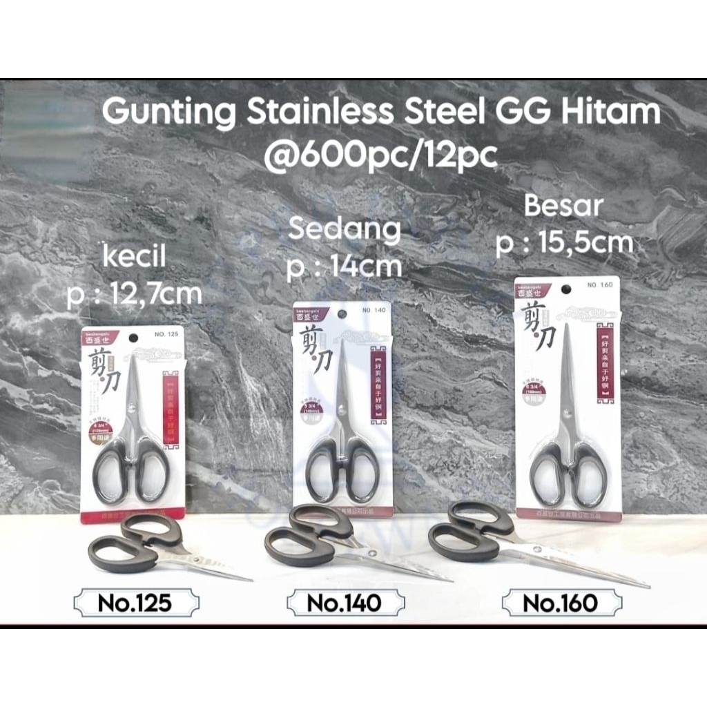 

GUNTING STAINLESS STEEL HITAM BERBAGAI UKURAN (1 PCS)