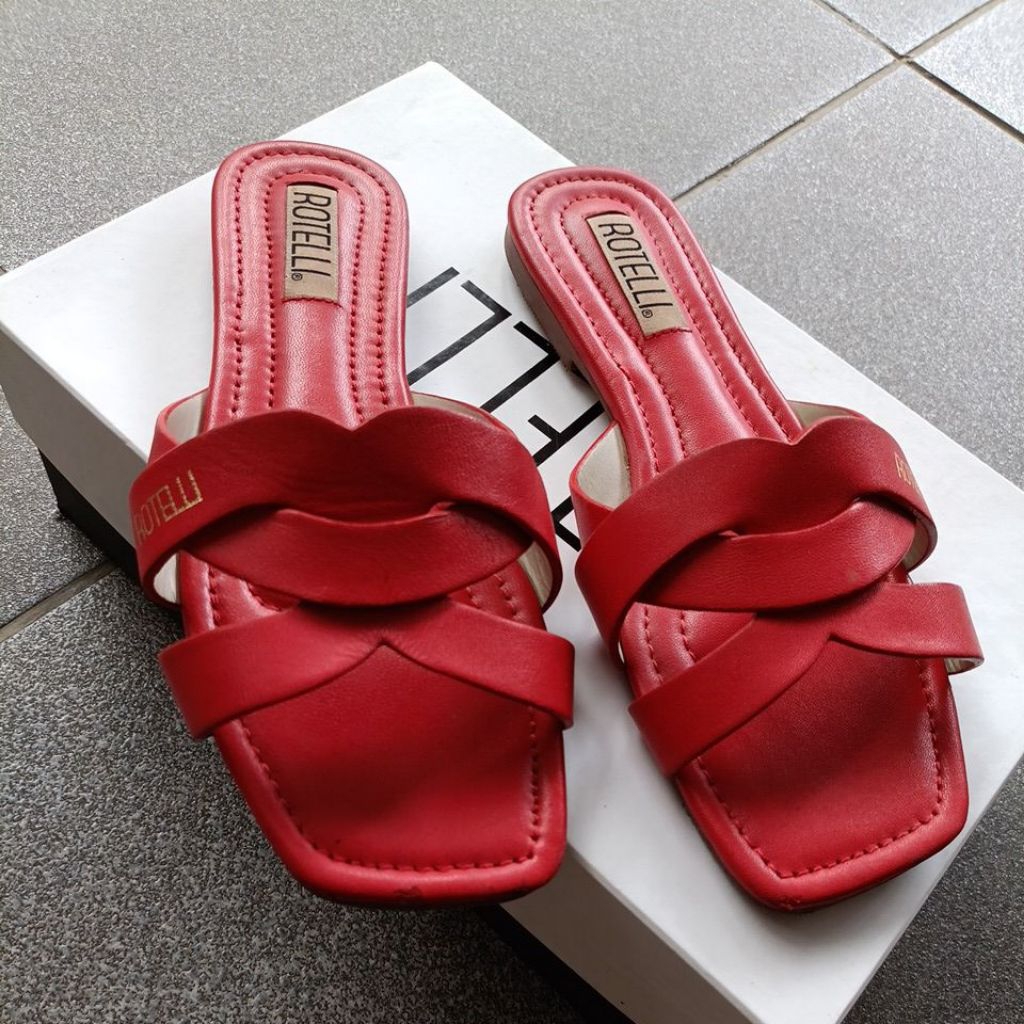 ROTELLI SANDAL FLAT RED SIZE 37 PRELOVED