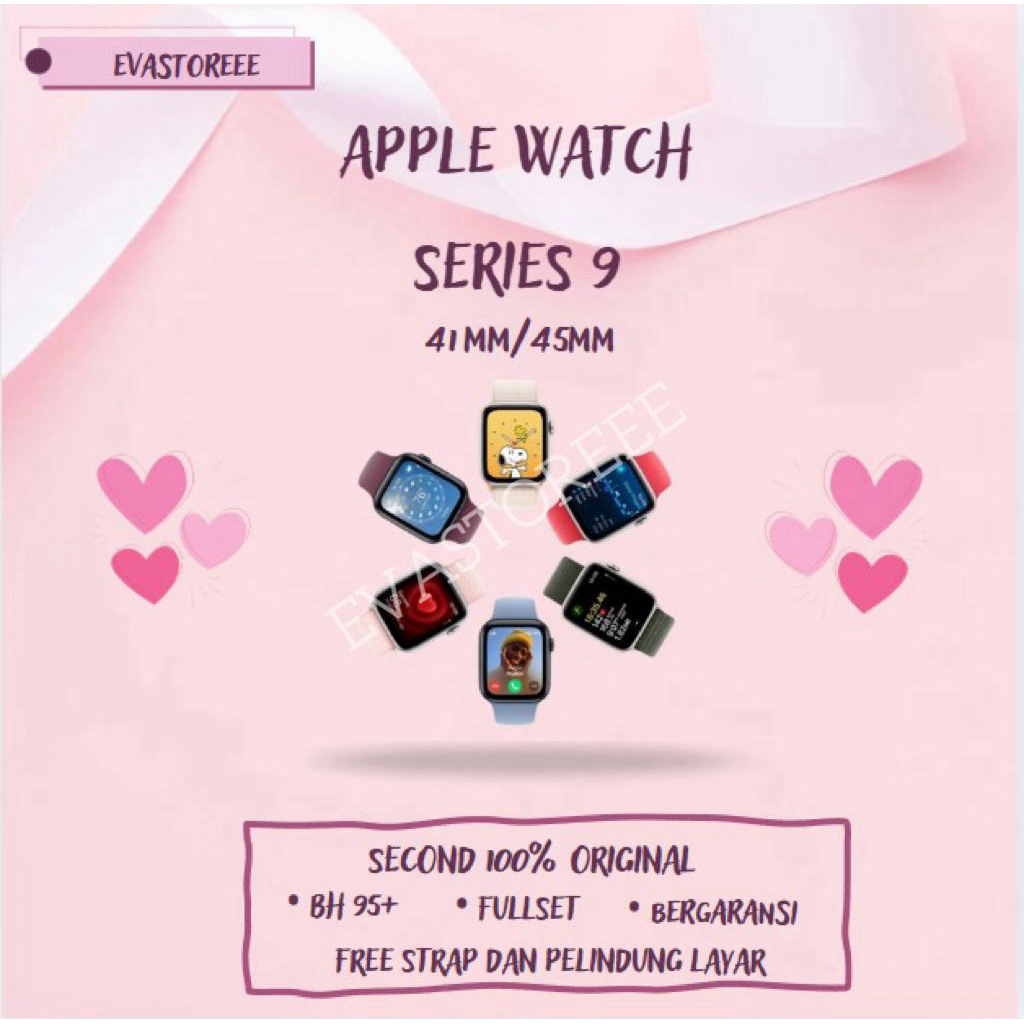 Apple Watch/iWatch Series 9/S9 41MM/45MM Second 100% Original Fullset Bergaransi Ex internasional