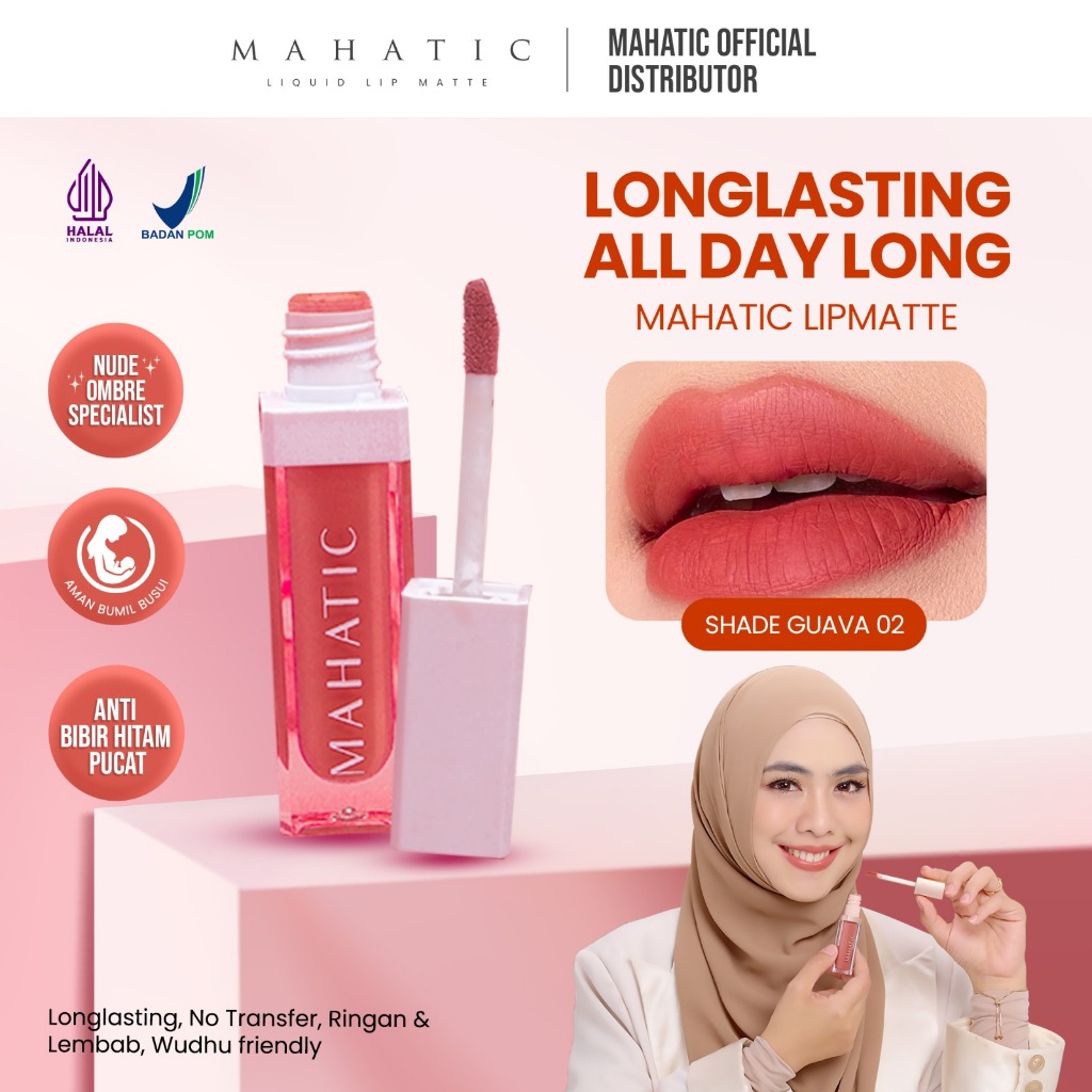 Lip Cream Matte MAHATIC – Cantik Natural, Ringan, Longlasting & Wudhu Friendly