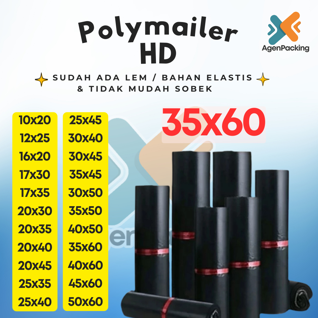 Plastik Polymailer HD 35x60 cm kantong packing baju plastik tebal anti sobek kantong packing ISI 100