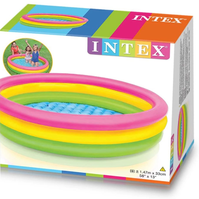 INTEX Kolam Renang Anak Pelangi Sunset Glow Baby Pool 57422 Kolam Renang Fortable Kolam Renang Bulat