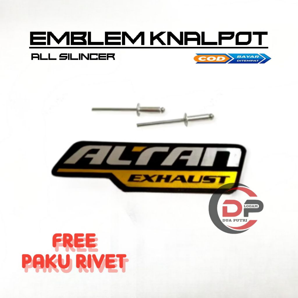 EMBLEM KNALPOT ALTAN EXHAUST ALL SILINCER , AKSESORIS MOTOR