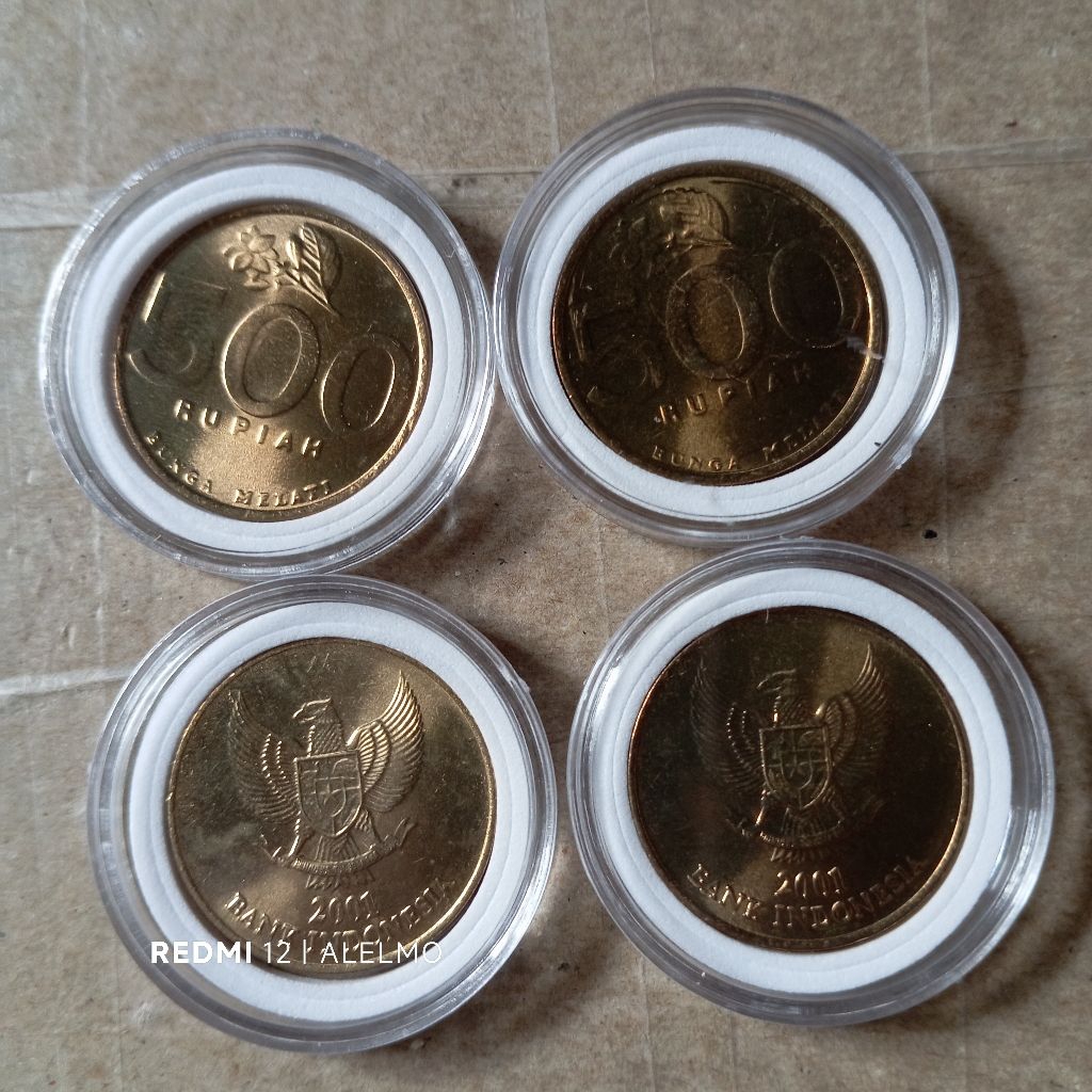 uang koin kuno 500 melati kecil baru gres luster pecah roll asli
