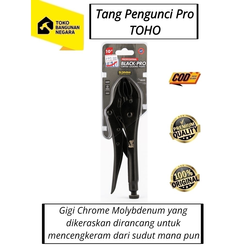 Tang Pengunci Pro Lengkung Hitam TOHO | Black Pro Curved Locking Pliers TOHO | TOHO Professional Too