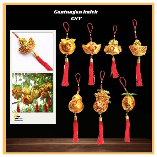 FG Hiasan Imlek Gantungan CNY / Lampion Kantong Mas Yuan Bao / Gantungan Emas Plastik WED160