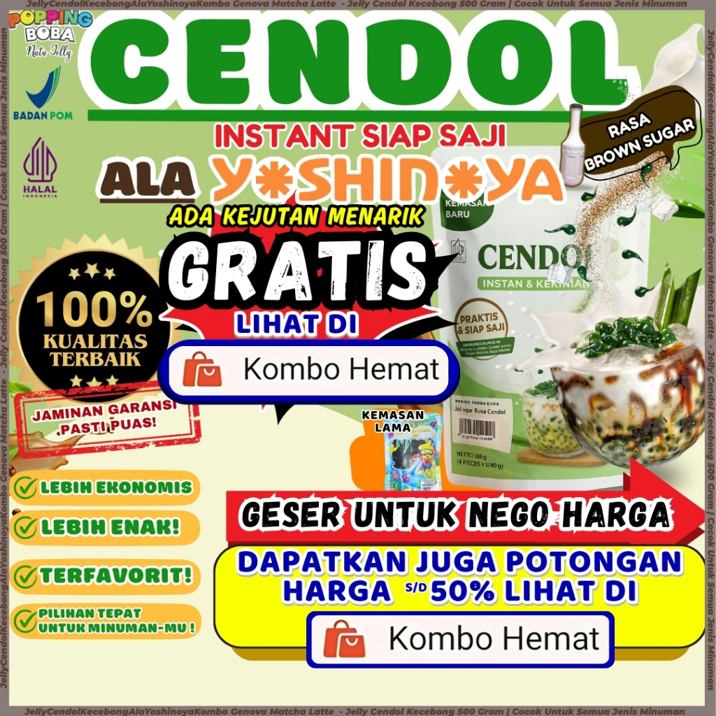 

JellyCendolKecebongAlaYoshinoyaKombo Genova Matcha Latte - Jelly Cendol Kecebong 500 Gram | Cocok Untuk Semua Jenis Minuman