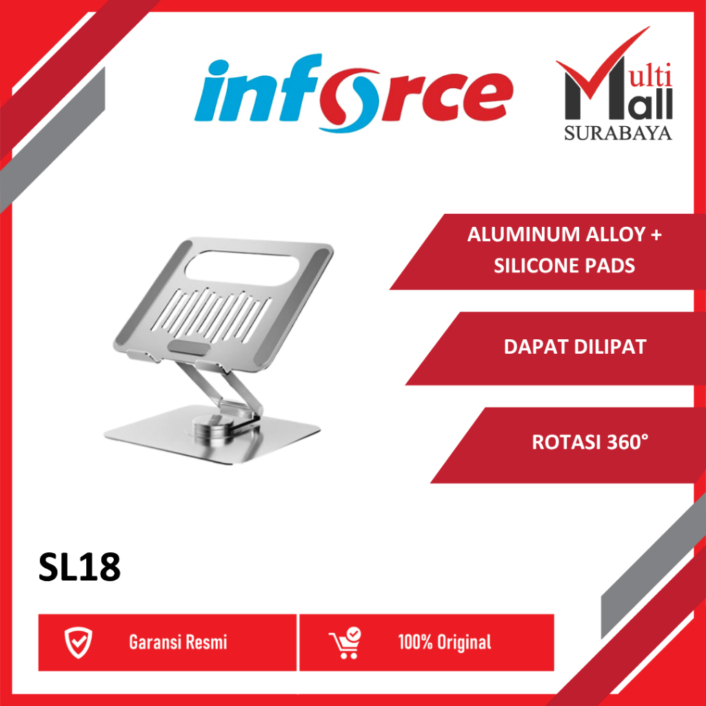 Inforce Rotating Laptop Stand SL18 360 Derajat Laptop Stand Holder 360 Derajat Tablet Stand Holder 3