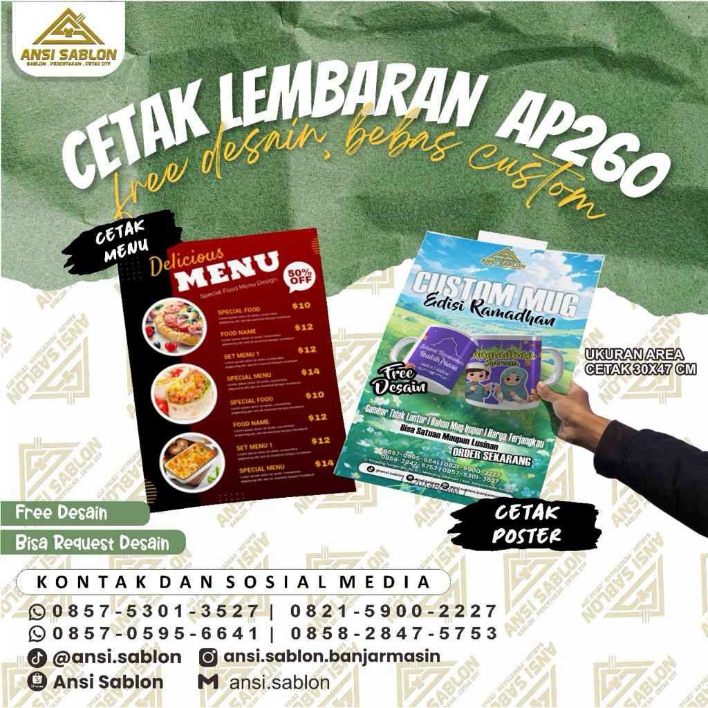 

Cetak ArtPaper 260gsm, Cetak A3+