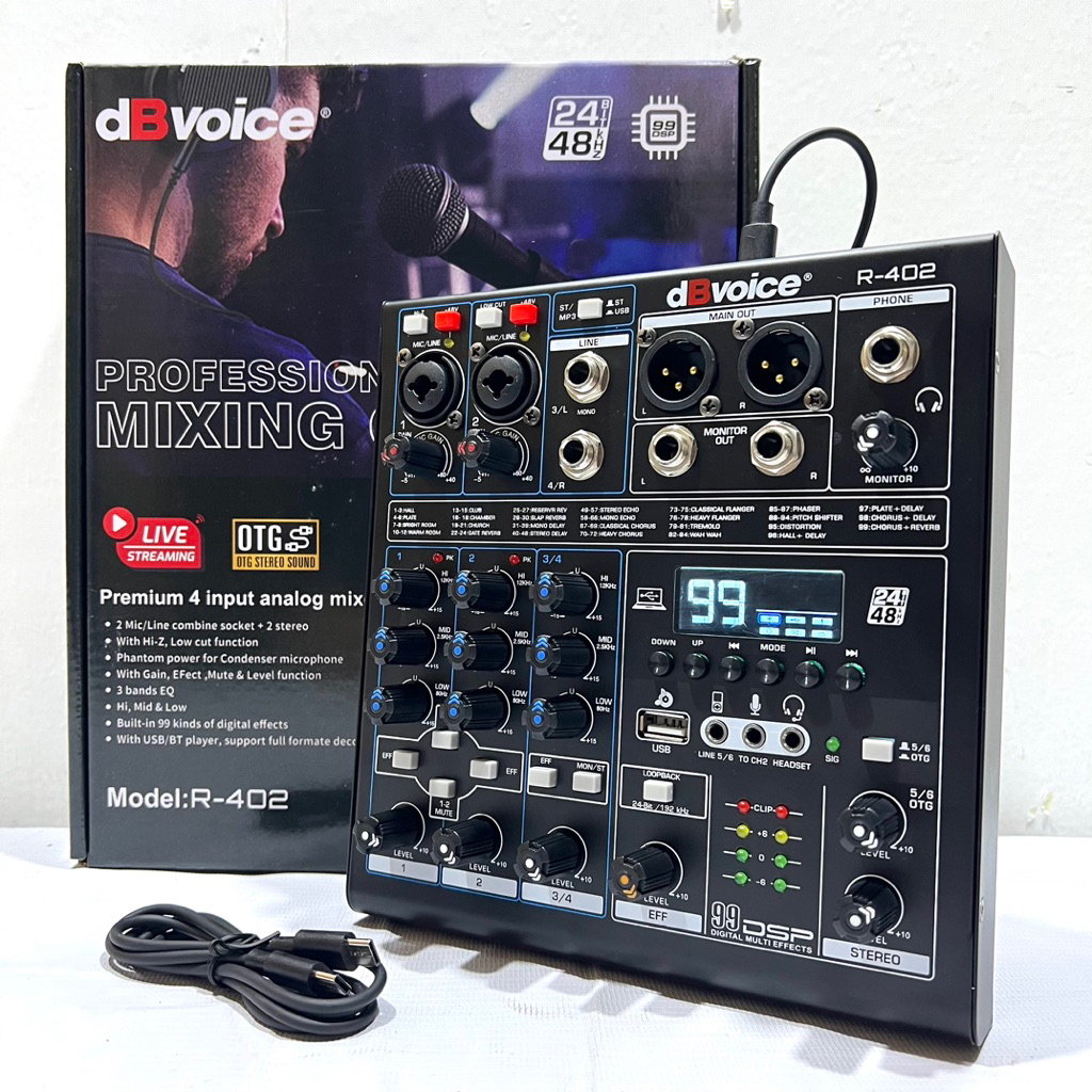 Mixer Dbvoice R 402 Original Product 4 Channel With OTG Live Streaming DBVOICE R402