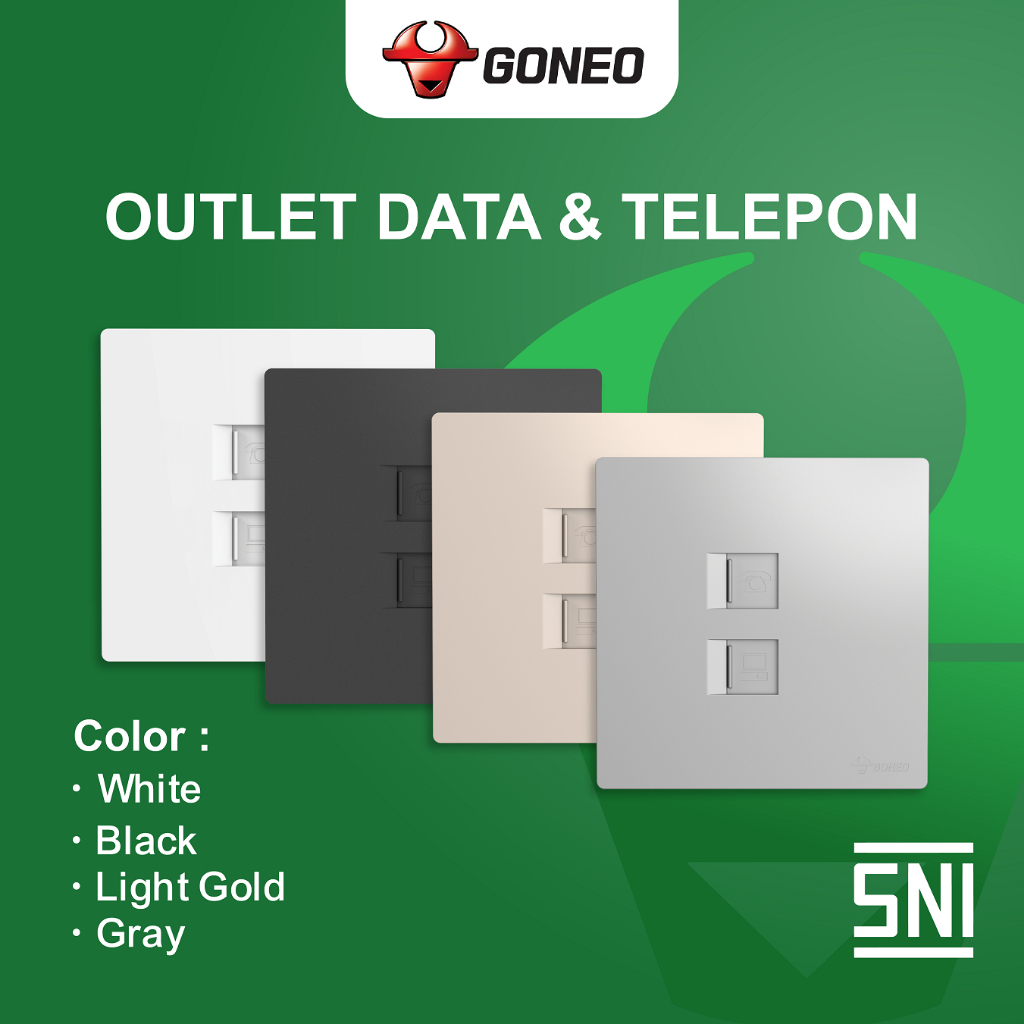 GONEO GG37T212 Outlet Data / LAN Port (RJ45) + Outlet Telepon (RJ11)