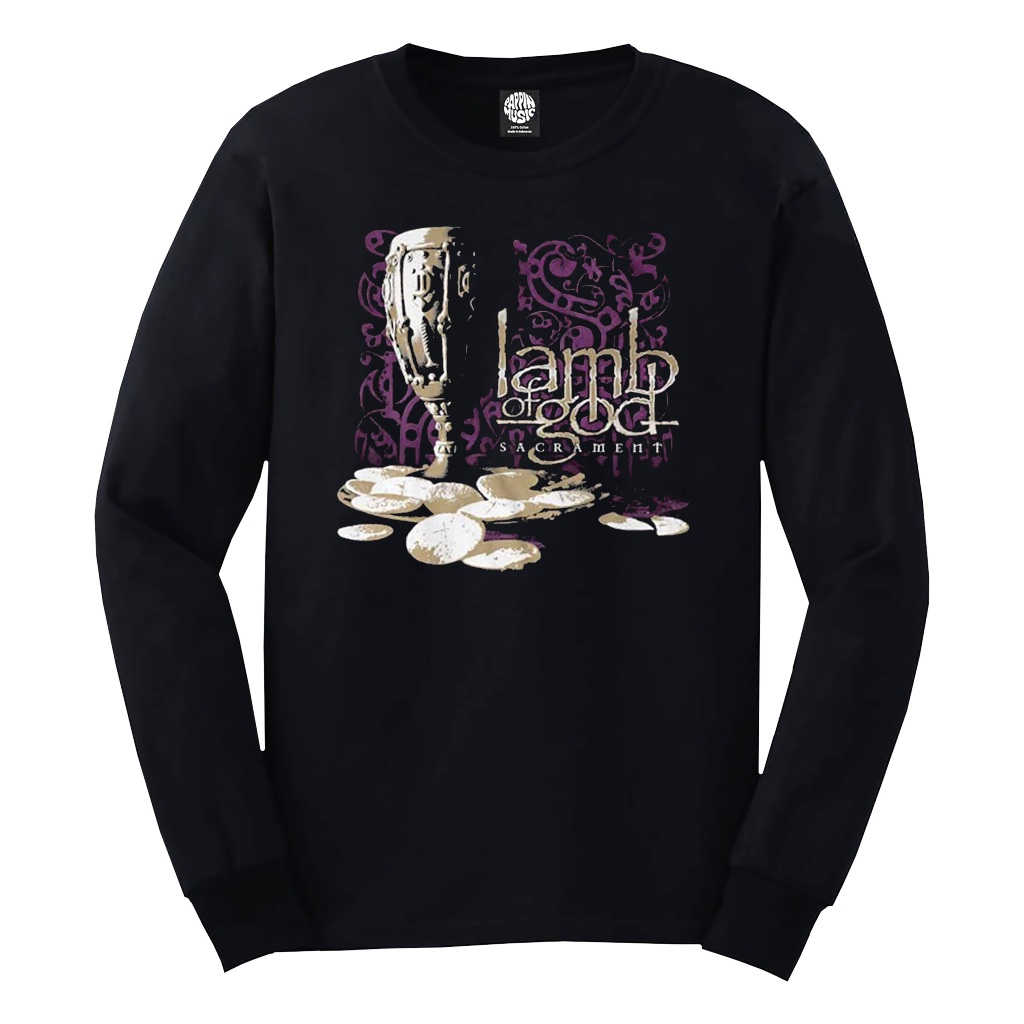 KAOS BAND BEST QUALITY, KAOS MUSIK KAOS LAMB OF GOD SACRAMENT LENGAN PANJANG -- PLASTISOL --