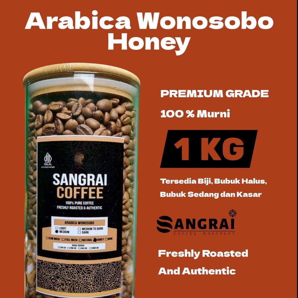 

Kopi Arabika Sweet Honey Wonosobo Sangrai Mediun Roast Coffee Murni Tanpa Campuran