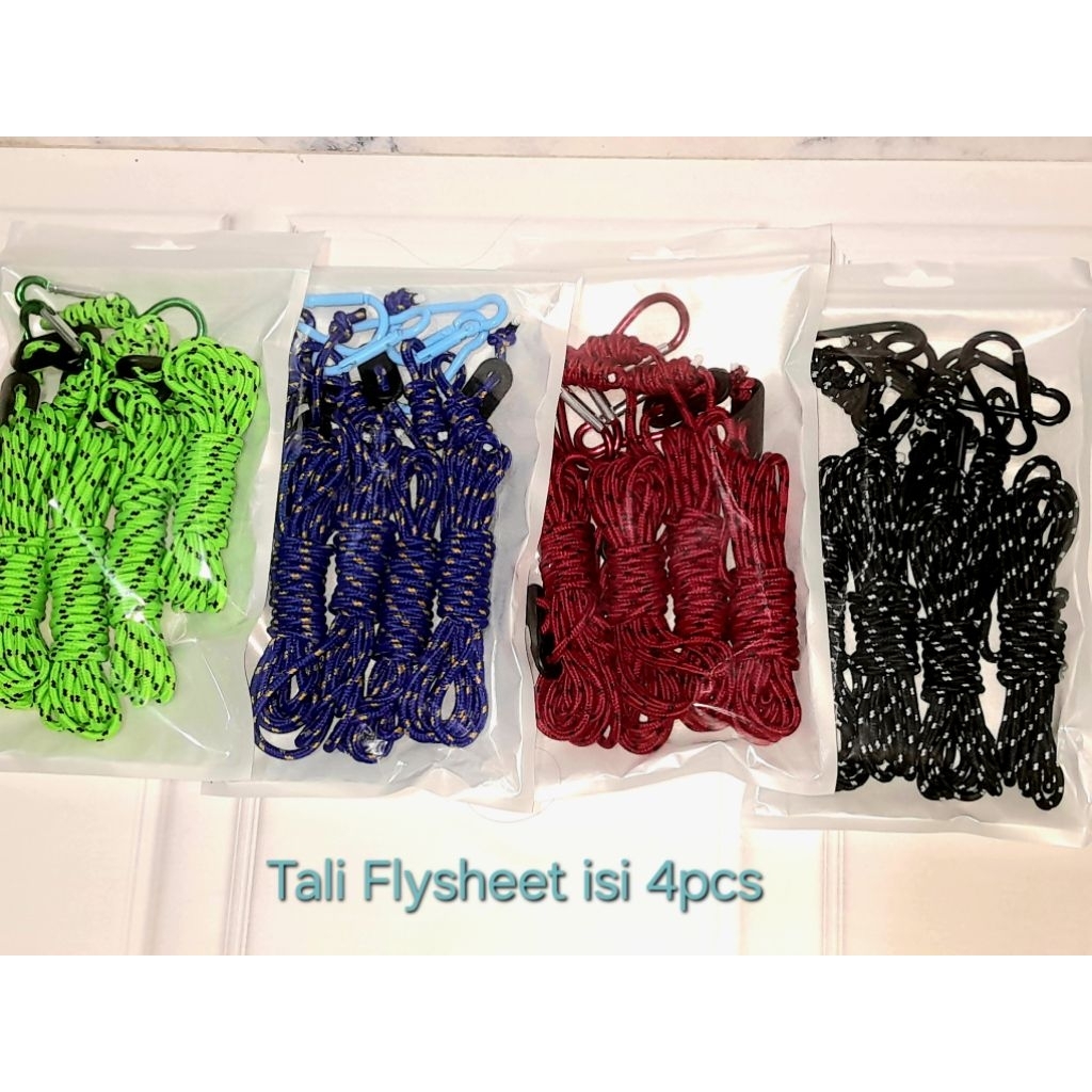 Tali Flysheet Tali Tenda Tali Prusik  Guyline carabiner ISI (4 pcs)