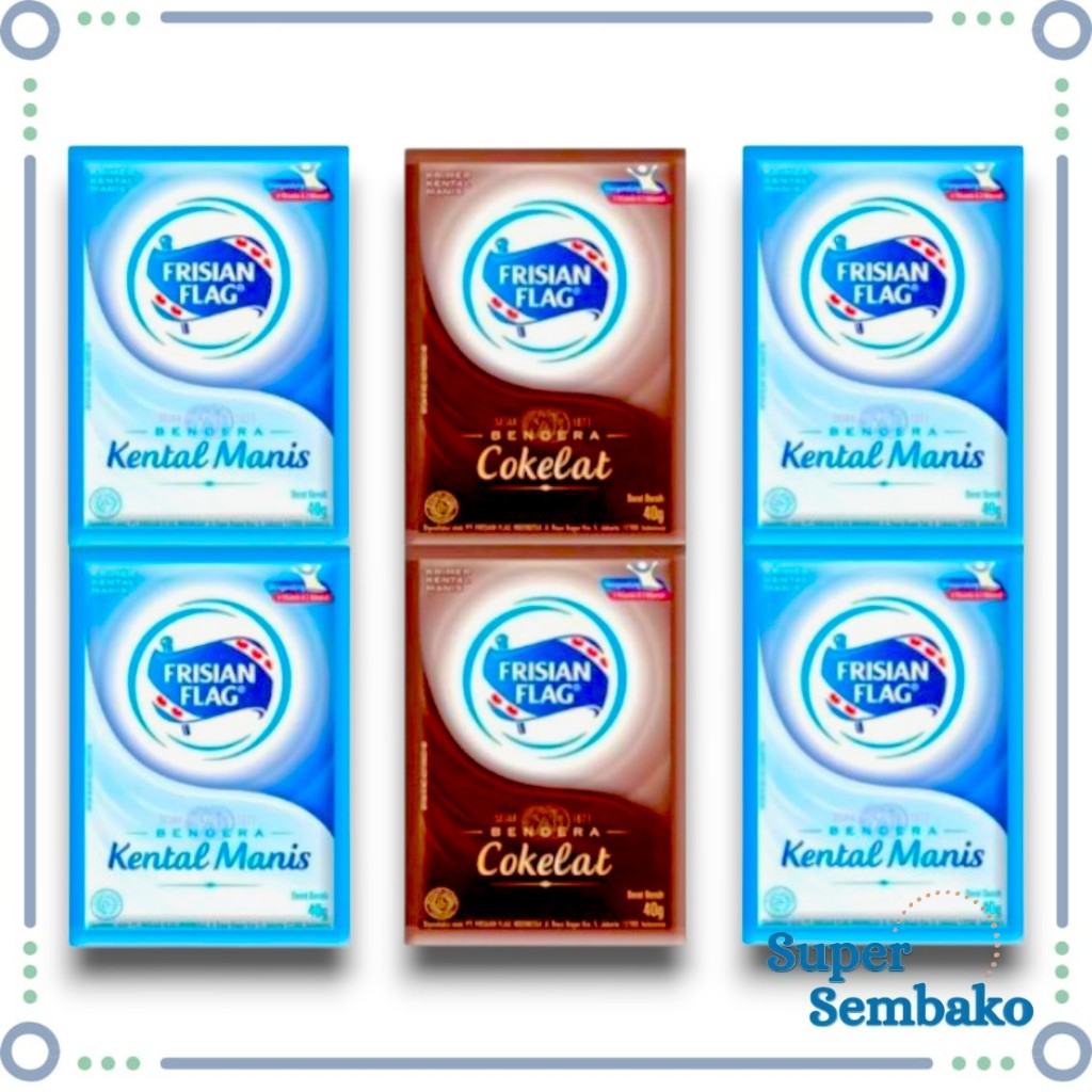 

SUSU KENTAL MANIS FRISIAN FLAG BENDERA PUTIH DAN COKLAT 40g RENCENG ISI 6 SACHET
