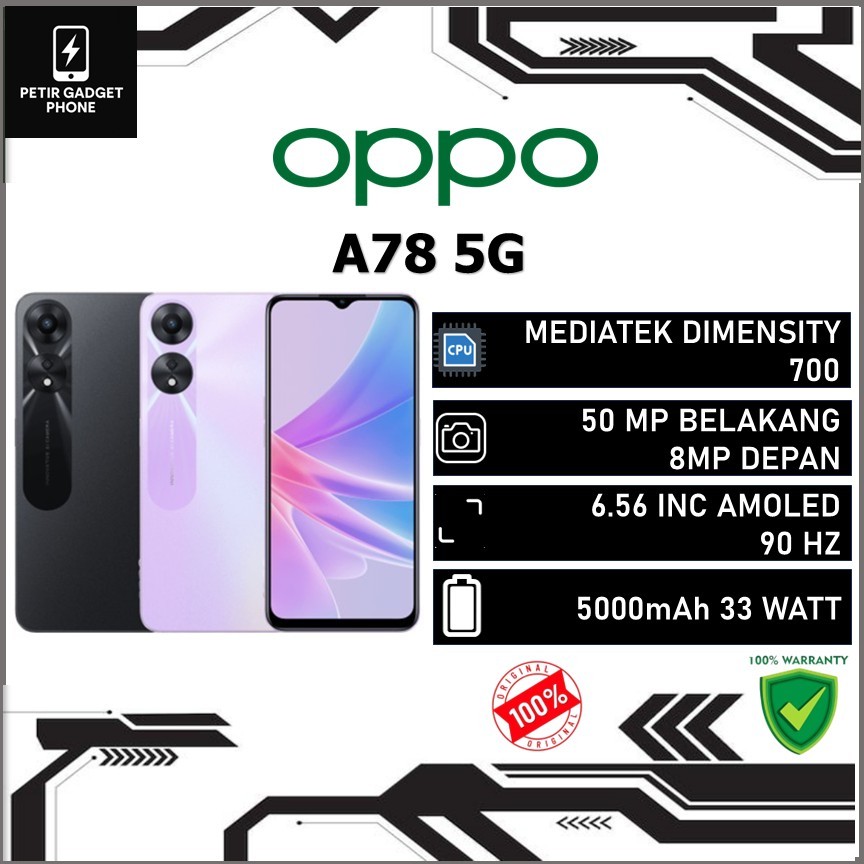 OPPO A78 5G RAM 8GB ROM 128GB MEDIATEK DIMENSITY 700 50 MP CAMERA 5000 MAH 33 WATT NFC SUPPORT
