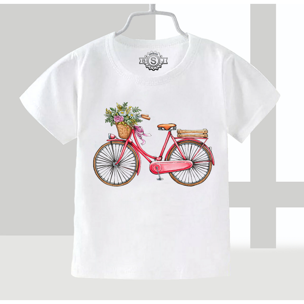 Kaos Anak Perempuan 1-9tahun Gambar Sepeda