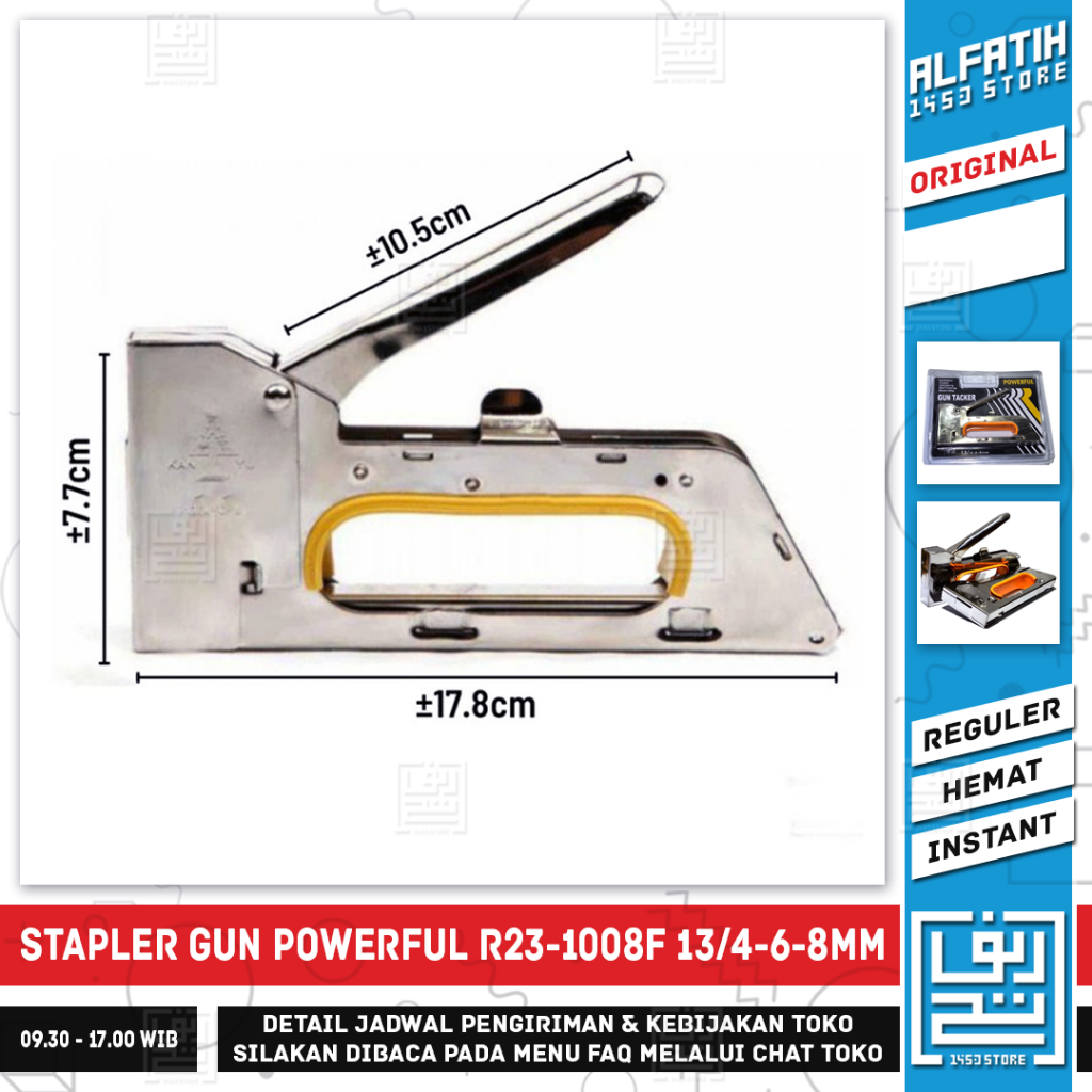 

STAPLER GUN POWERFUL R23-1008F 13/4-6-8MM - Staples Tembak