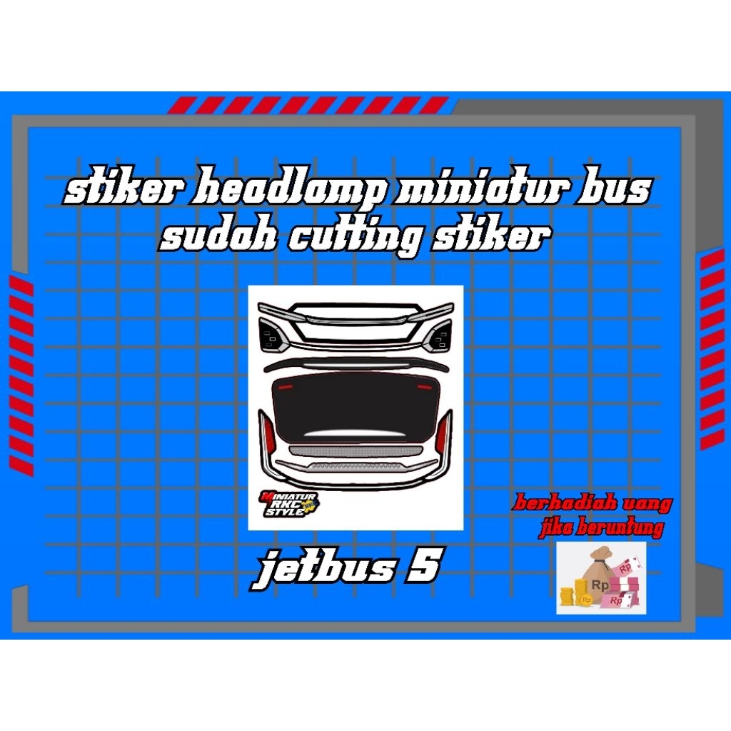 stiker headlamp miniatur jetbus 5, miniatur aksesoris bus, lampu miniatur bus jb5 , stiker headlamp 