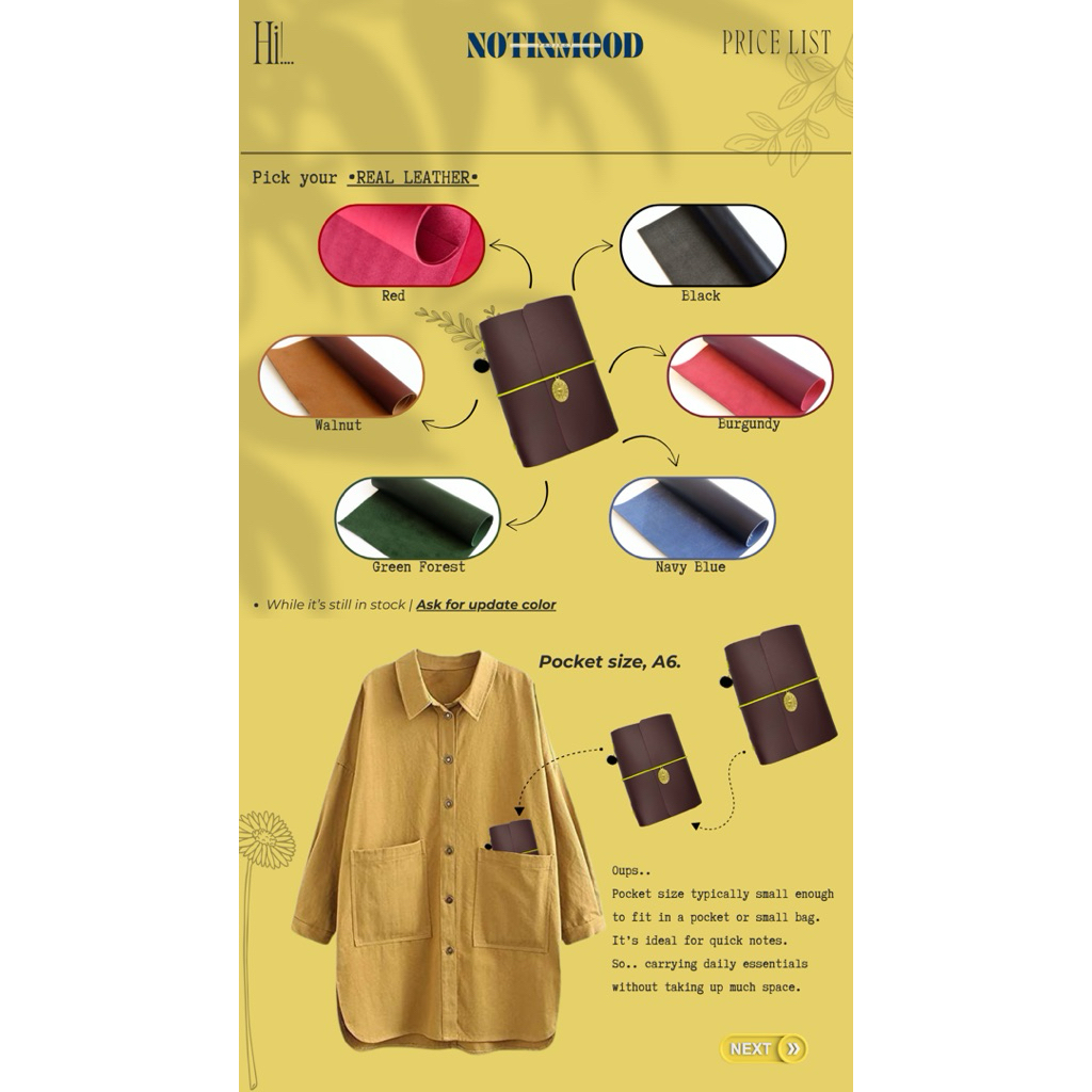 

(AVAILABLE TERBATAS CUSTOM A5) Journalleather/pocketjournal/journalnitebook/ukuranA5