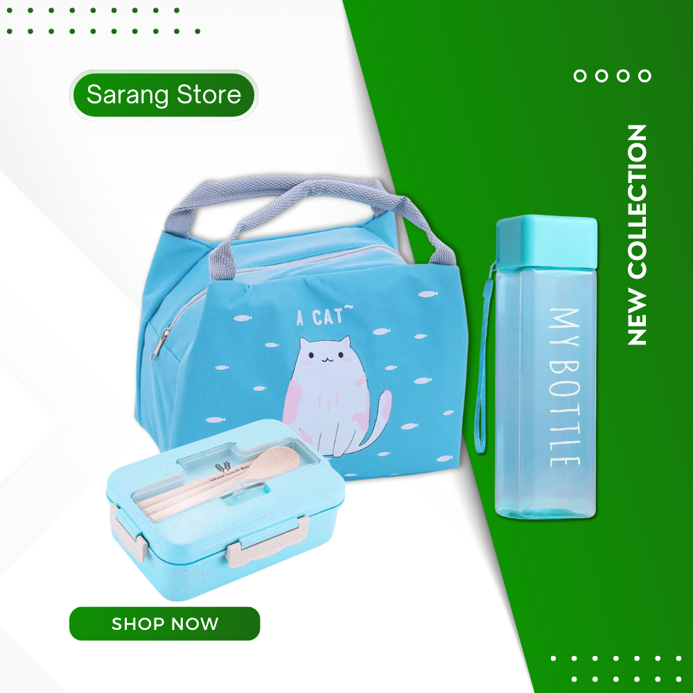 Kotak Bekal Tempat Makan Anak Sekolah TK SD Perempuan Laki Laki Lunch Box Set Botol Minum Karakter