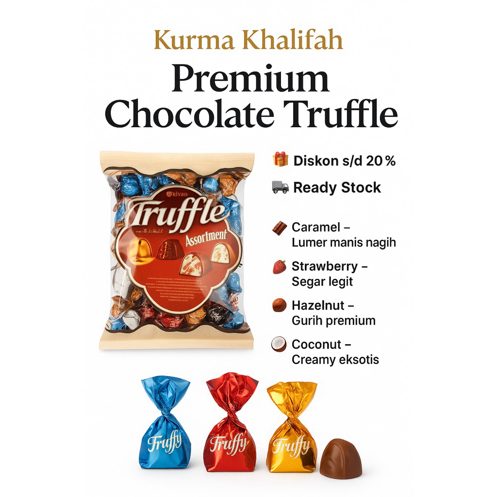 

Coklat Truflle 1 Kg | Coklat Arab Elevan √ Coklat Turkey √ Oleh Oleh Haji Dan Umrah