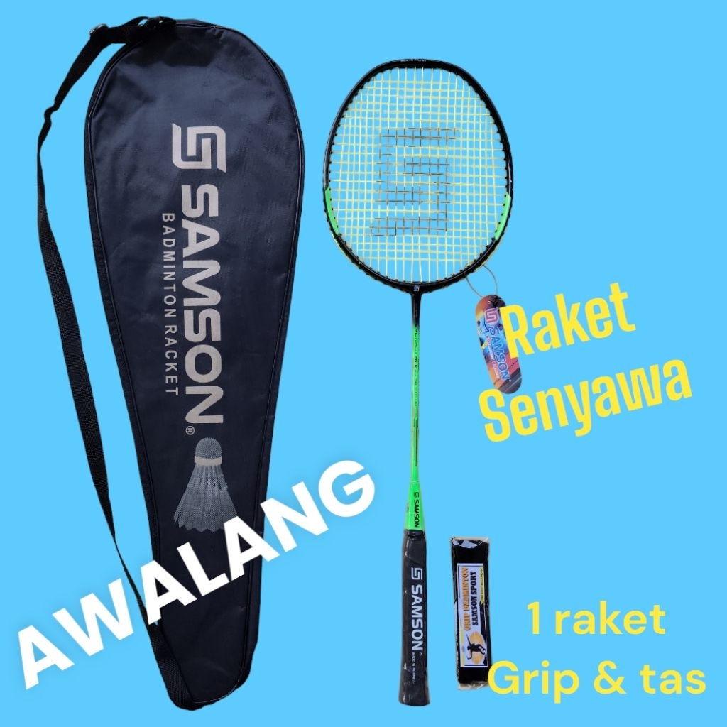 ORIGINAL BADMINTON RAKET SAMSON include 1 raket 1 grip 1 tas raket bulutangkis senyawa 21 lbs berlog