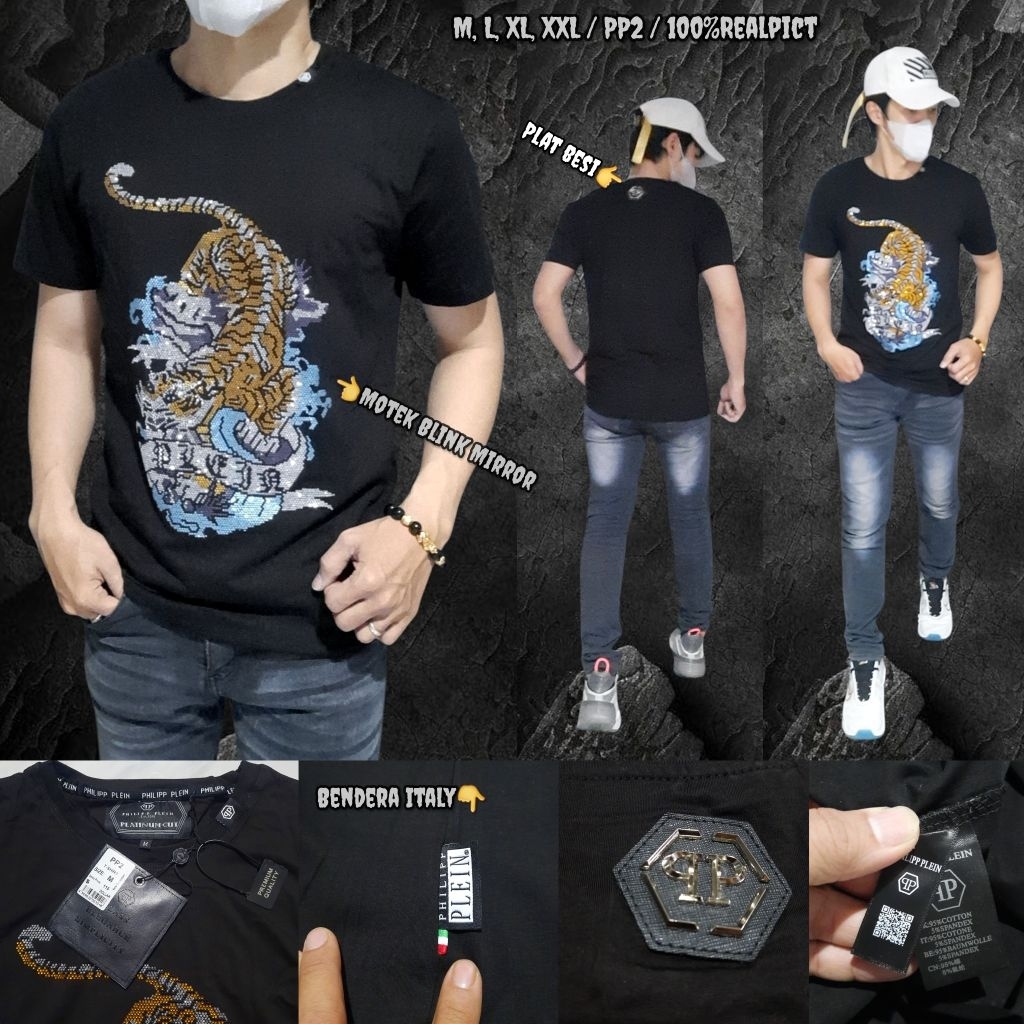 Kaos Unisex pria Baju cowok kaos unisex kaos PP2 Phillip Plein Mirror import high quality 100%,realp