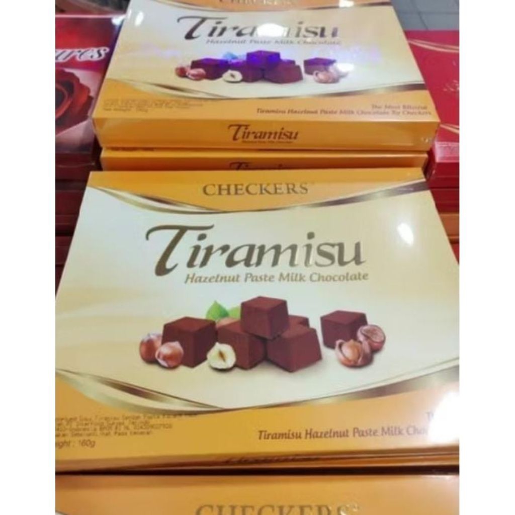 Checkers Tiramisu Hazelnut Paste Milk Chocolate Box 160gr / Yellow / Red