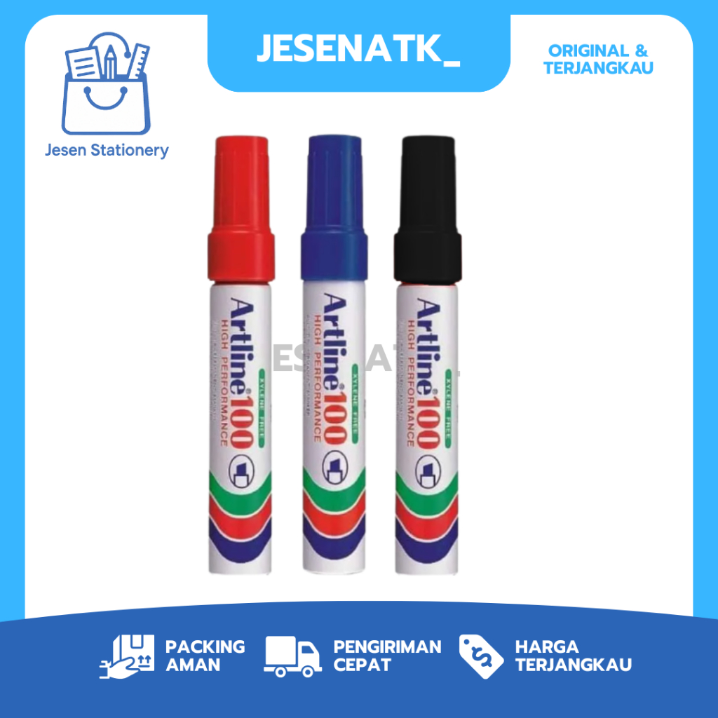 

Artline Permanent Marker Wide Nib EK-100 – Spidol Permanen Ujung Lebar Hitam Biru Merah