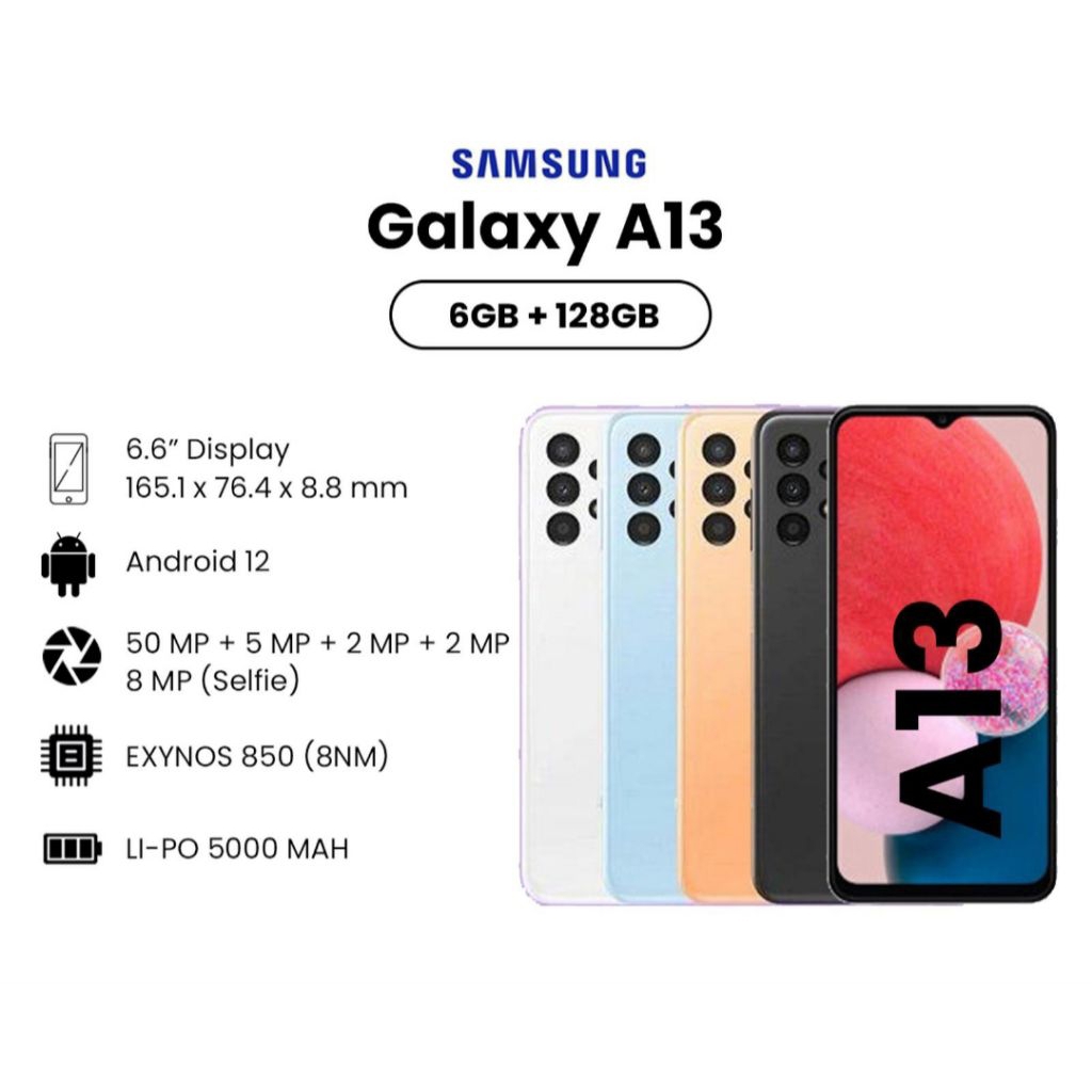 HP SAMSUNG GALAXY A13 6/128GB - SAMSUNG A 13 RAM 6GB ROM 128GB GARANSI RESMI