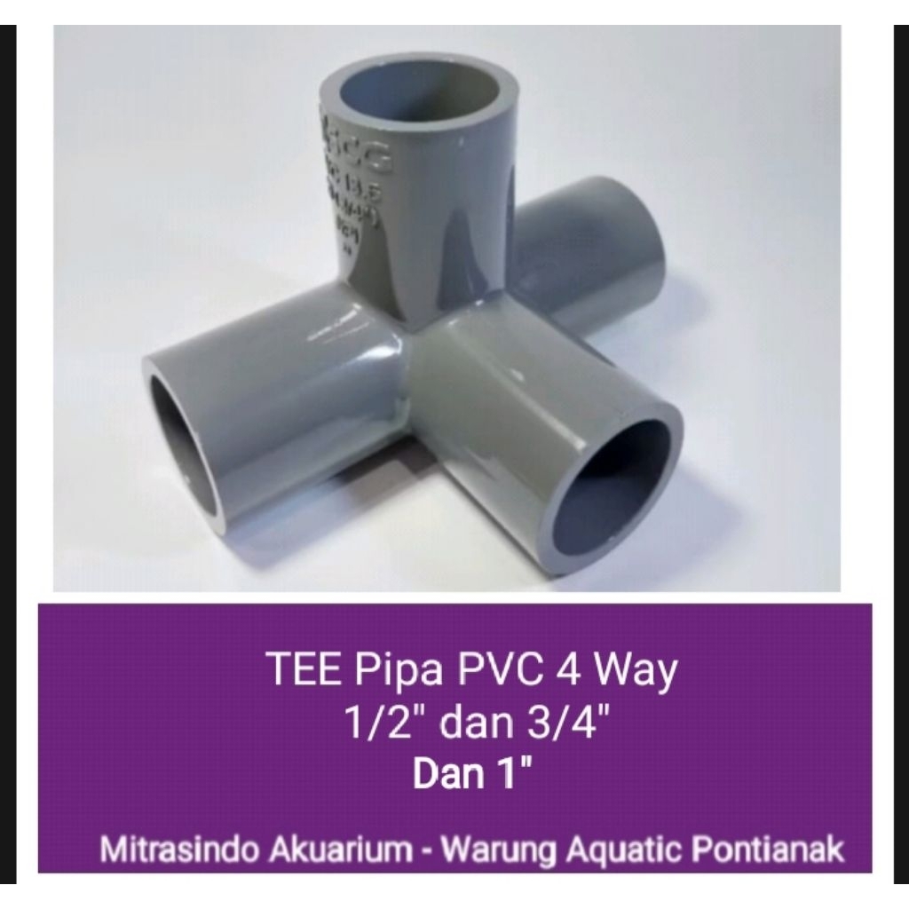 TEE 4 Way Pipa PVC 3/4" Paralon - Cabang