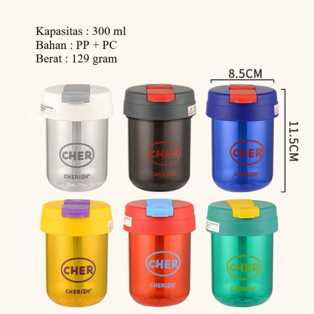 Botol Minum Cher 2 tutup Botol anak tk sd tumbler kecil 300ml
