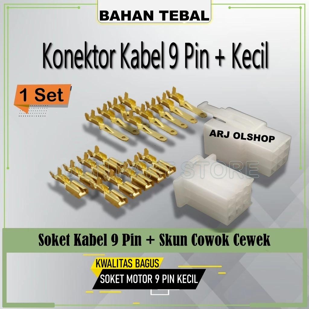 SOCKET / CONNECTOR SKUN SET 9 PIN KECIL - SOKET KABEL / SOKET MOTOR / KONEKTOR KABEL 9 PIN/ KONEKTOR