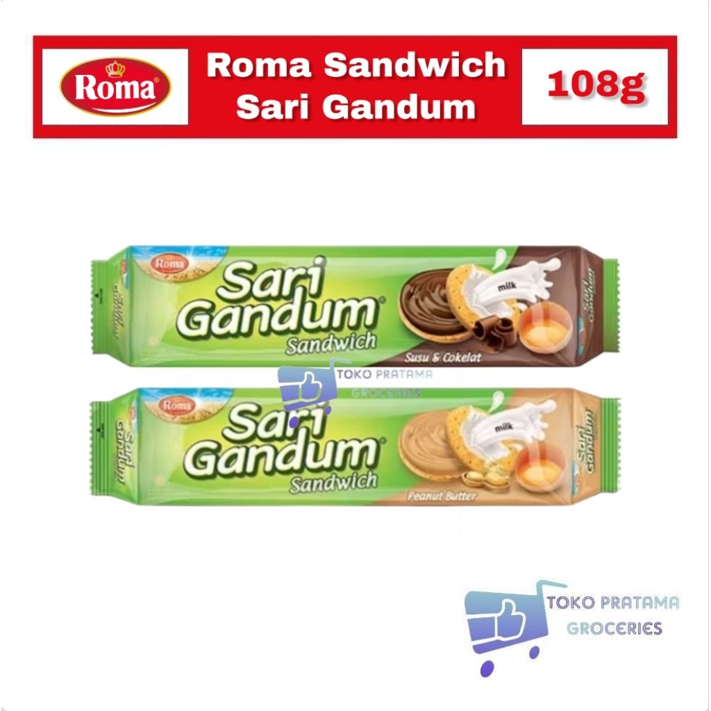 ROMA BISKUIT SARI GANDUM SANDWICH 108g