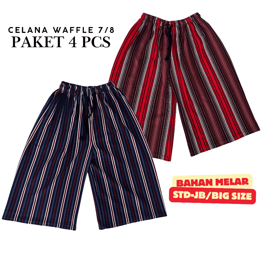 Celana Kulot Pendek Wanita Bahan waffle Crepe Melar | Standart-JB Big Size