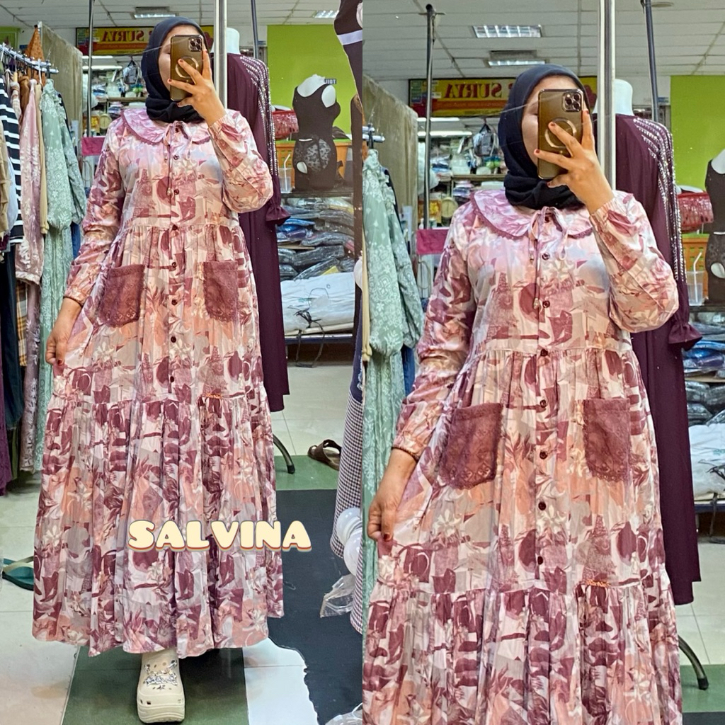 Gamis salvina Sbr katun Bordil terbaru