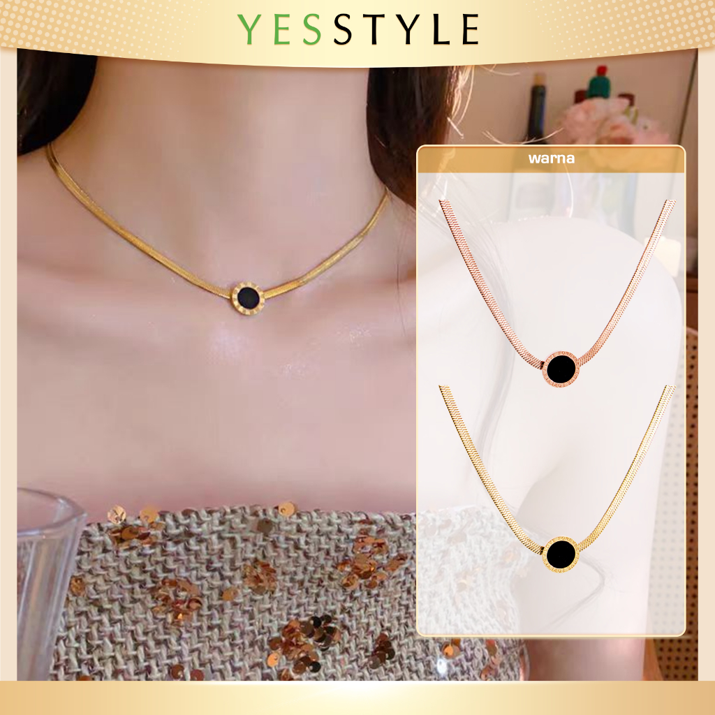 Yesstyle Kalung Titanium Anti Karat Kalung Emas Cantik Aksesoris Necklace