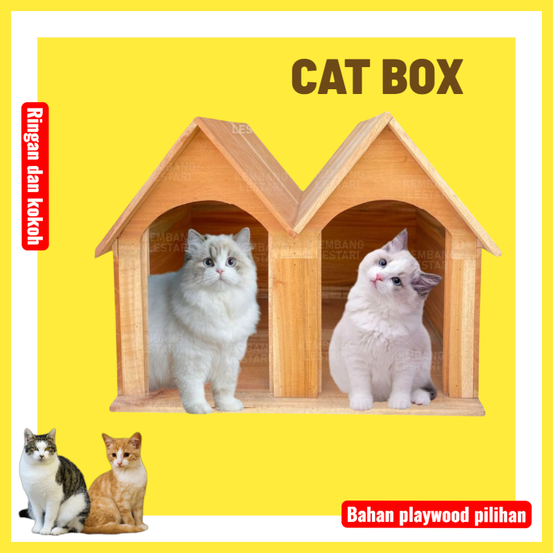 Rumah Kucing Anabul Double Kayu Kandang Mainan Kucing
