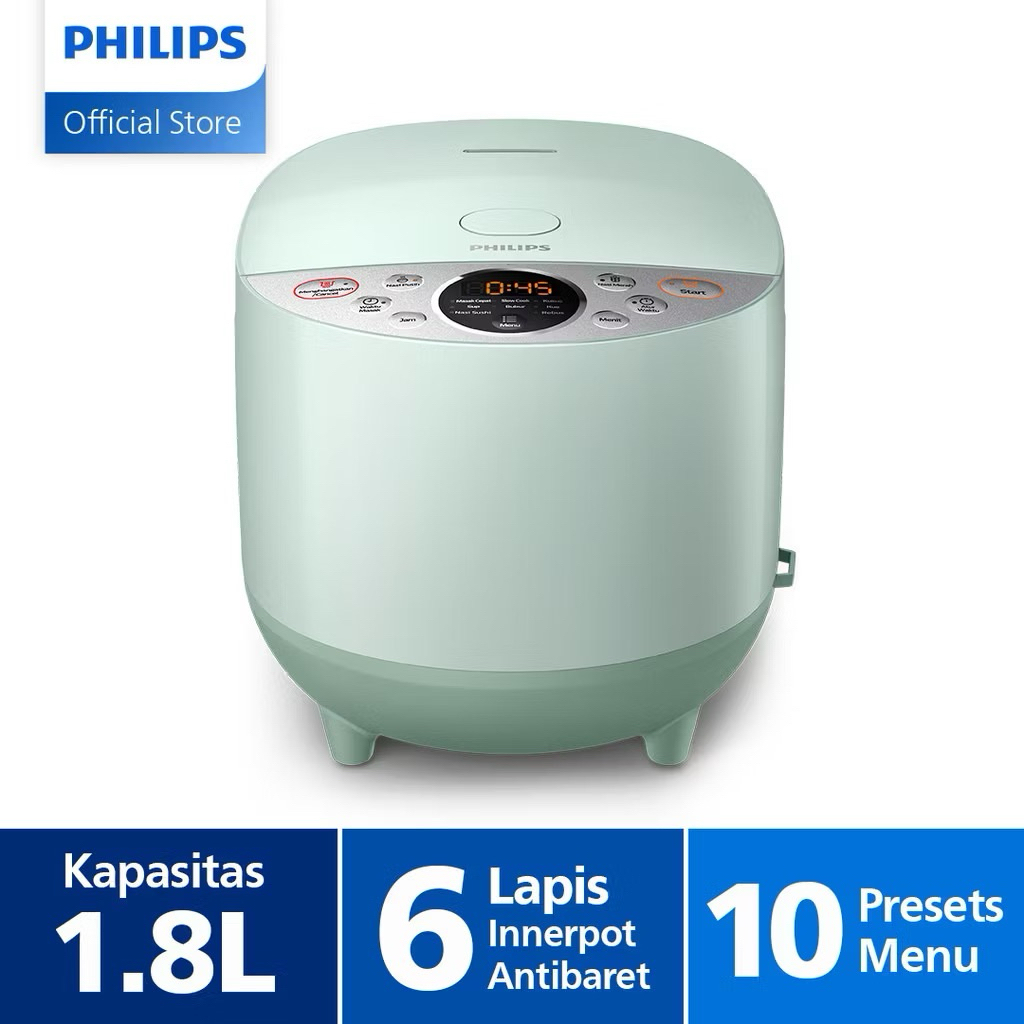 preloved rice cooker philips 1.8L hijau tosca