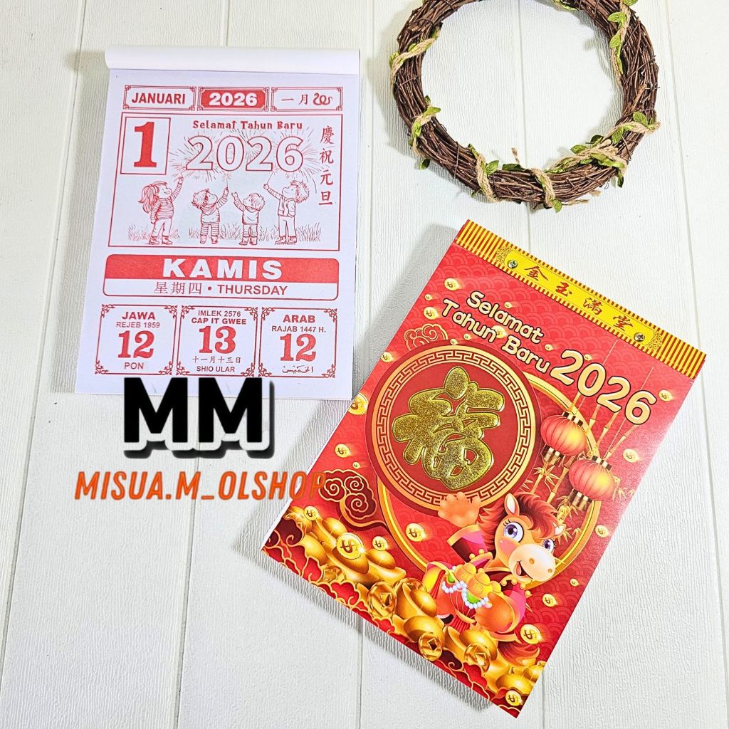 

KALENDER HARIAN SOBEK UKURAN JUMBO 2026/KALENDER HARIAN SHIO KUDA 2026/KALENDER DINDING