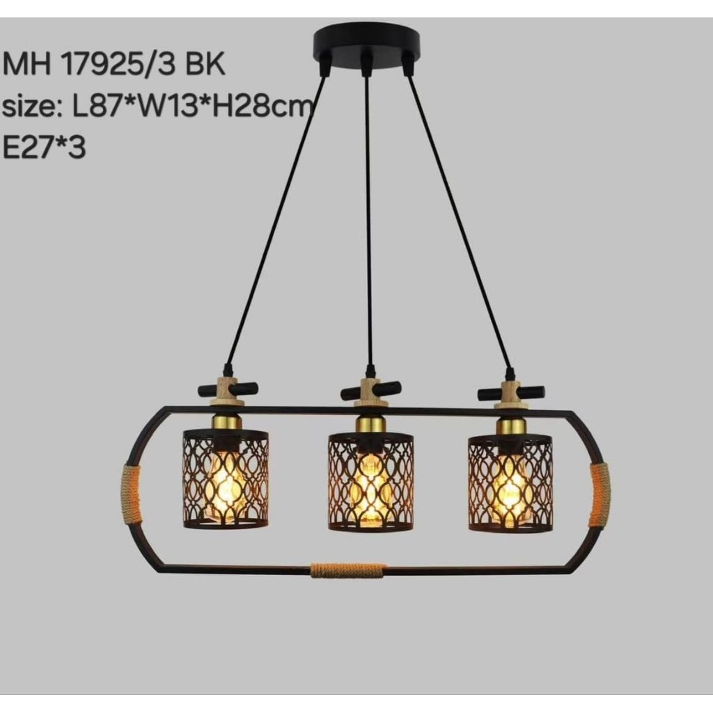 Lampu Gantung Hias Minimalis Modern Meja Makan Meja Island 3 Lampu Elegan
