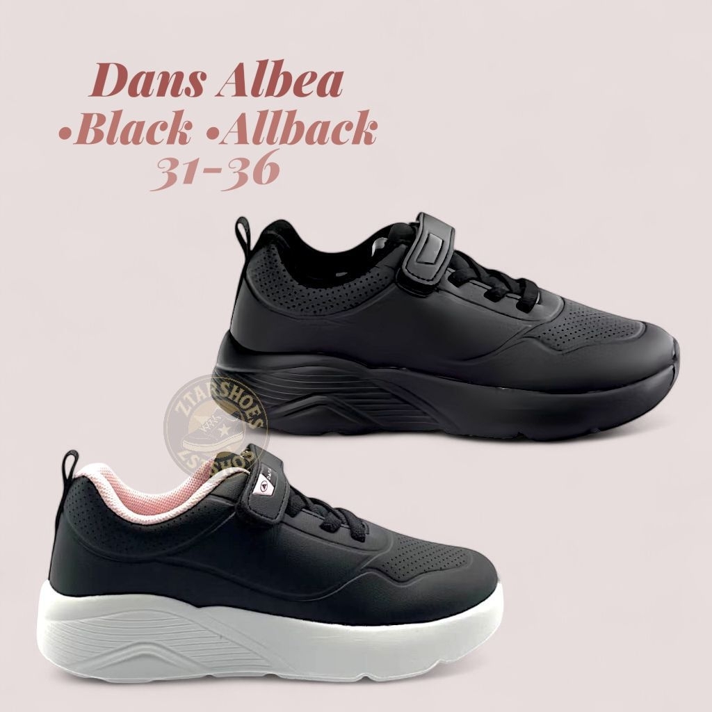 Sepatu sneaker anak perempuan Dans Albea/Rodya/Royse/Hilma Hitam putih ringan berkualitas Original